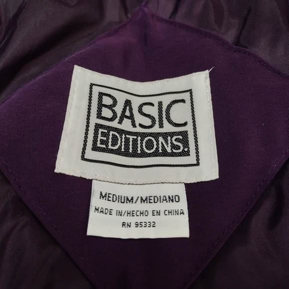 Basic Editions Women's Purple Hooded Embroidered Coat Size M - Picture 8 of 9